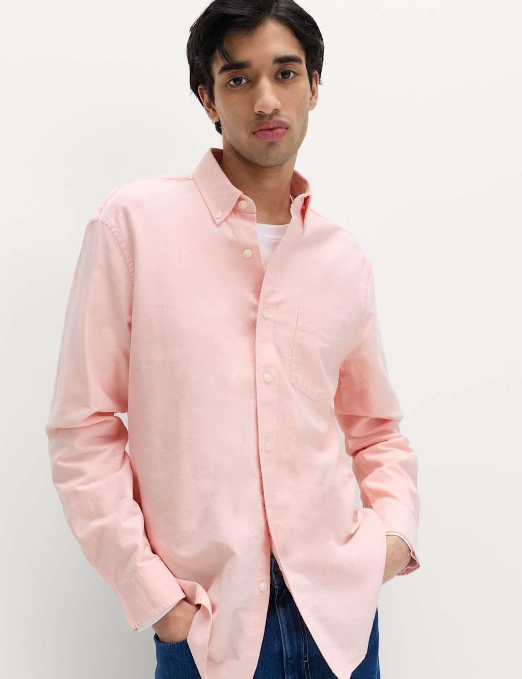 Marks & Spencer M&S Pure Cotton Ultimate Oxford Shirt Light Apricot