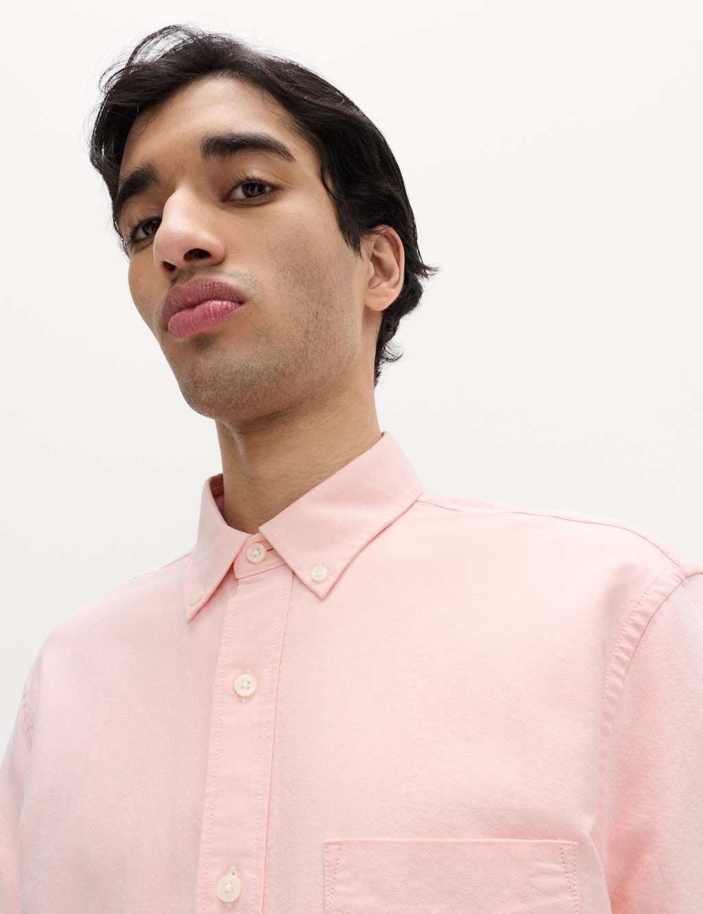 Marks & Spencer M&S Pure Cotton Ultimate Oxford Shirt Light Apricot - 4