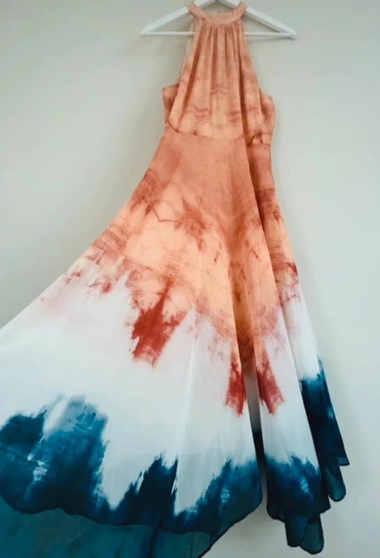 Mint Velvet New (shop floor) Mint Velvet Reyna Chiffon Tie Dye Halterneck Dress UK 12