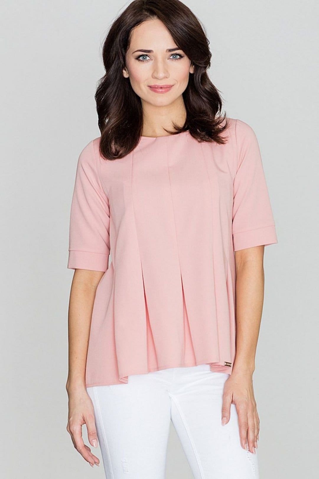 Love Lace Love Lace Women's Slightly Oversize Pleated Back Blouse in Pink - 1