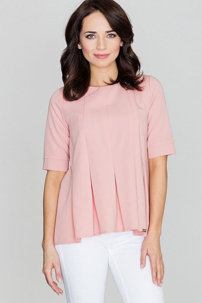 Love Lace Love Lace Women's Slightly Oversize Pleated Back Blouse in Pink - 1
