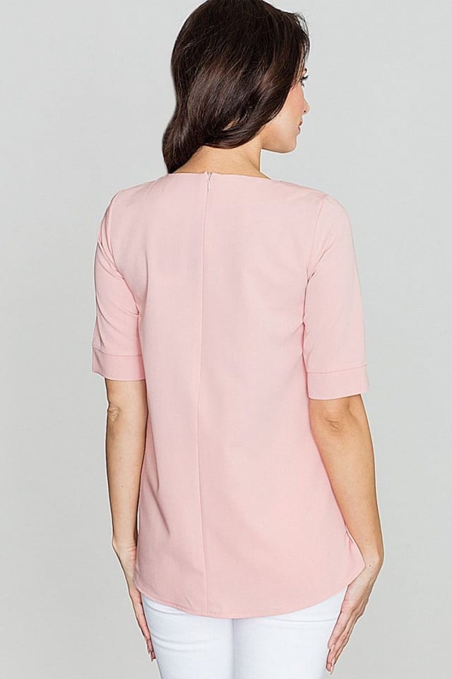 Love Lace Love Lace Women's Slightly Oversize Pleated Back Blouse in Pink - 2
