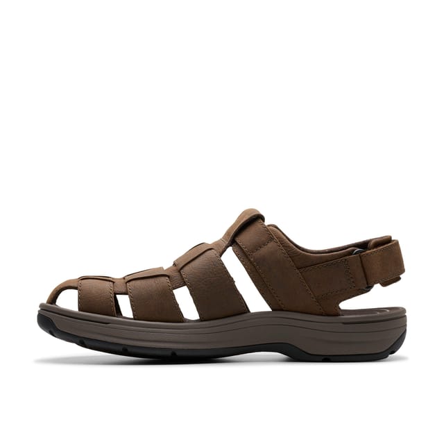 Clarks Clarks Men's Saltway Cove Dark Brown Leather Flat Sandals, Walking - 2