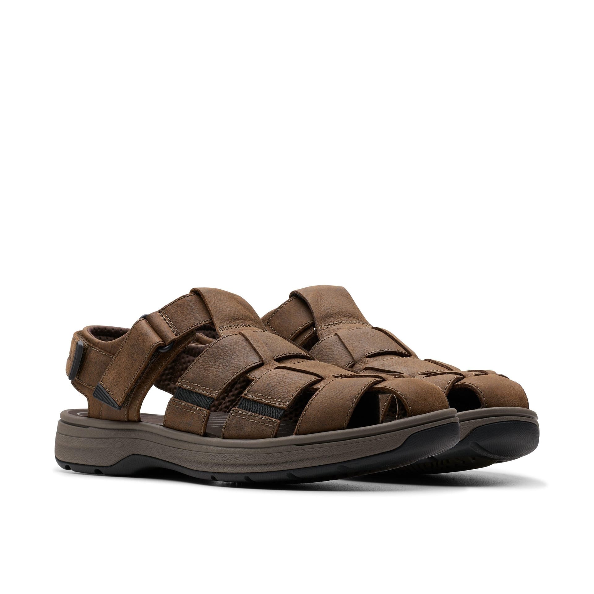 Clarks Clarks Men's Saltway Cove Dark Brown Leather Flat Sandals, Walking - 4