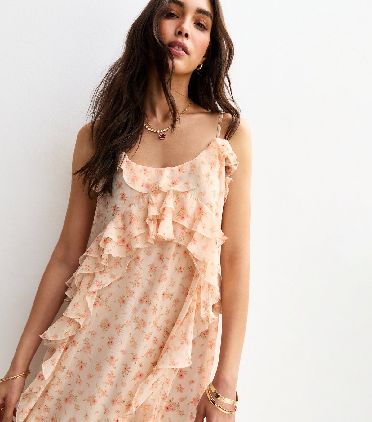 New Look Women's Cream Floral Print Chiffon Midi Dress New Look - 3