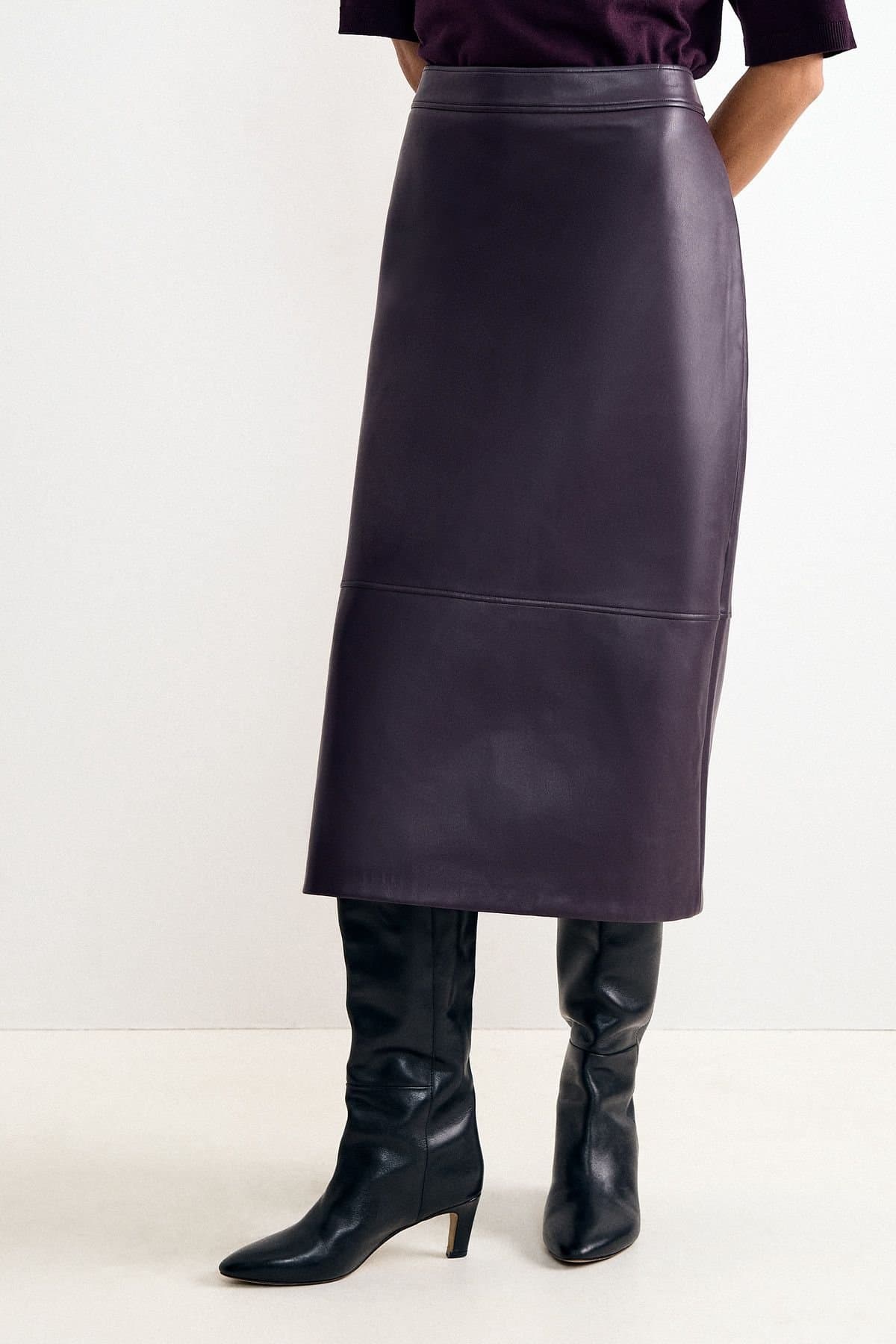 Phase Eight Phase Eight Women's Melissa Pu Midi Skirt in Aubergine