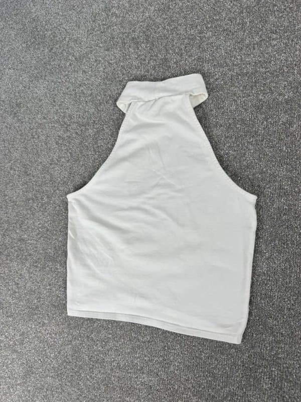 Miss Selfridge Miss Selfridge White High Turtle Neck Crop Top UK 6 | Wrap Front Halter Racer Style | Worn Once
