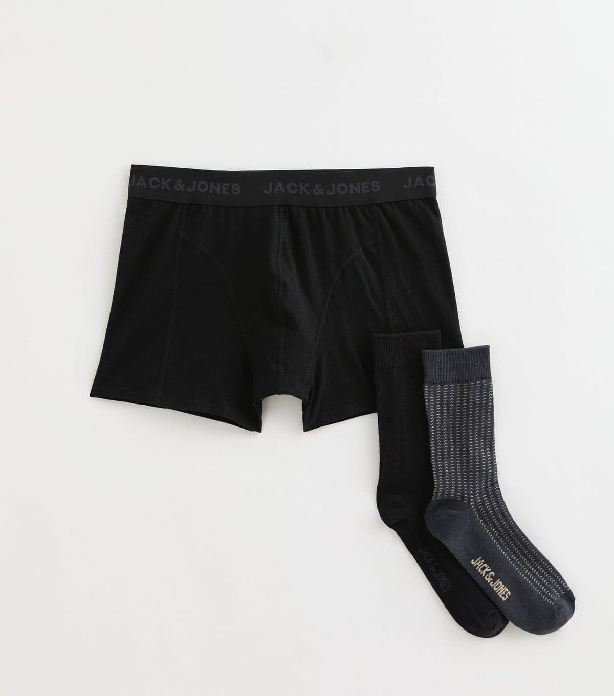 jack & jones Men's Black Patterned Boxers and Socks Gift Set Jack & Jones New Look