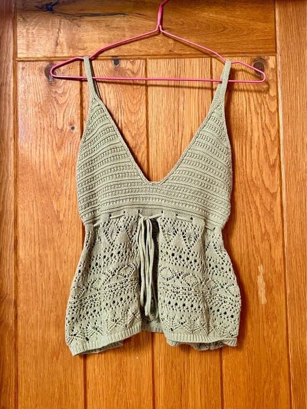 Bershka Bershka crochet army green summer top