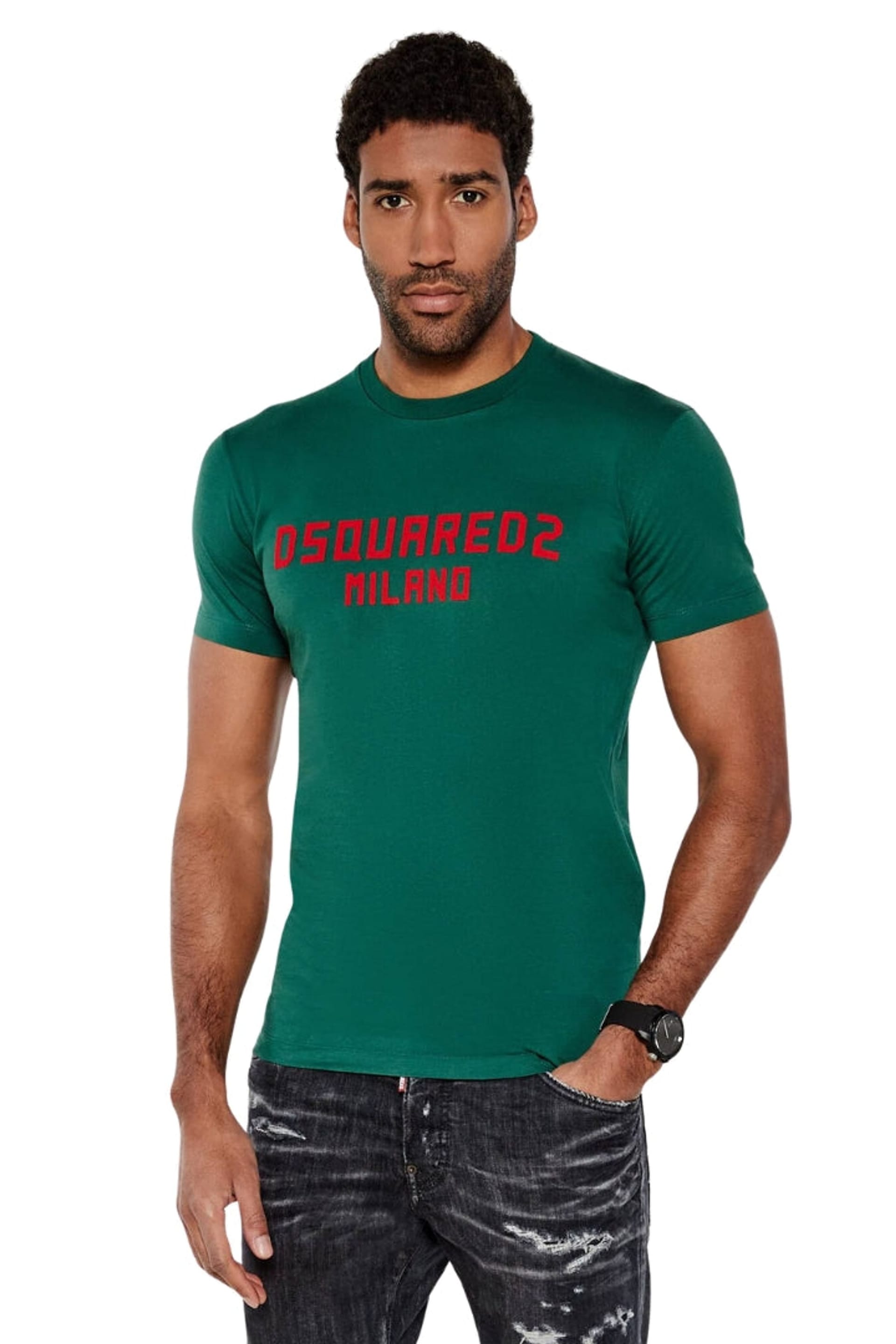 Dsquared2 Dsquared2 Men's Milano Short Sleeve Round T-shirt in Dark Green - 4