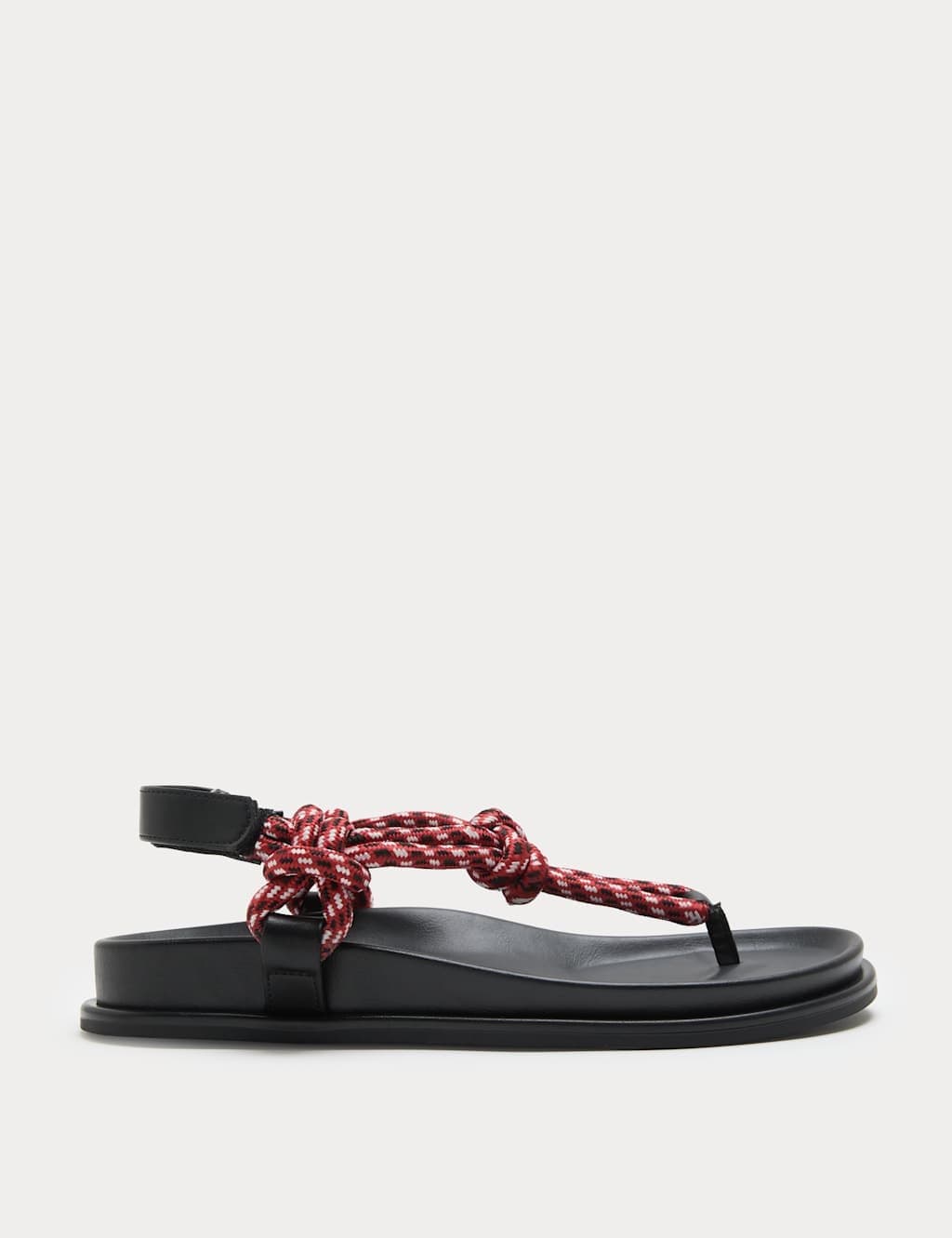 Marks & Spencer M&S Strappy Footbed Rope Detail Sandals Black Mix