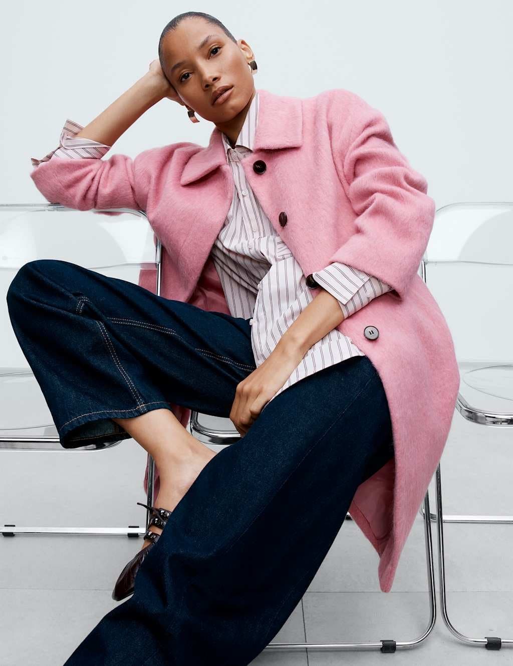 Marks & Spencer M&S Mid Rise Barrel Jeans Indigo Mix