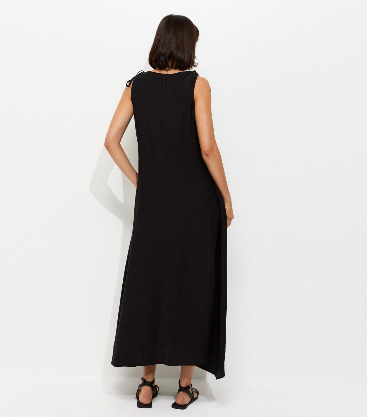 New Look Women's Black Beaded Tie Smock Midi Dress New Look - 4