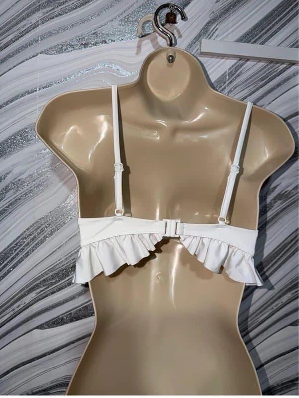 ASOS Design UK 8 | Asos Design White Ruffle Hem Bikini Top | NWOT