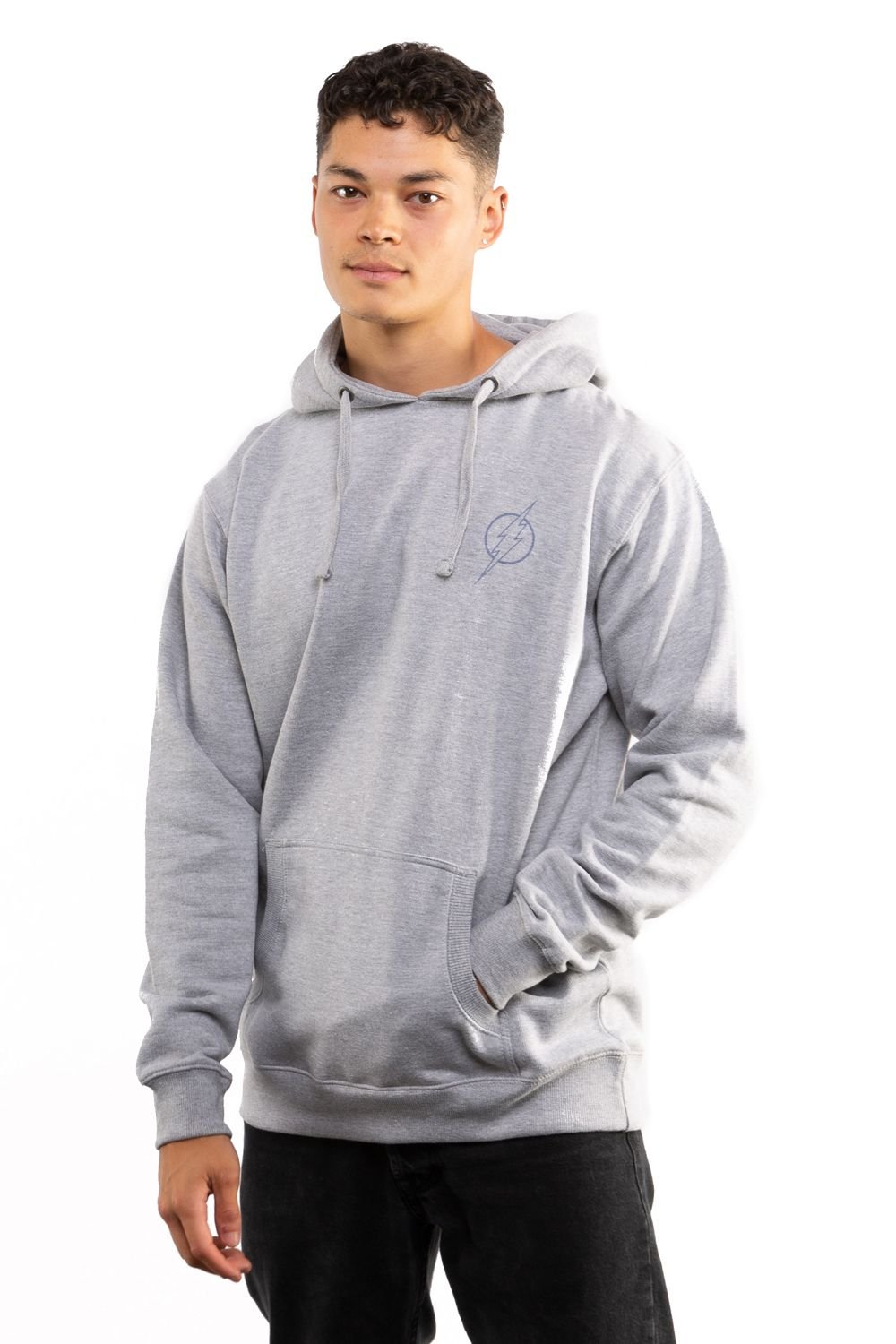 Flash Flash Men's Outline Logo Cotton Hoodie Grey - 4