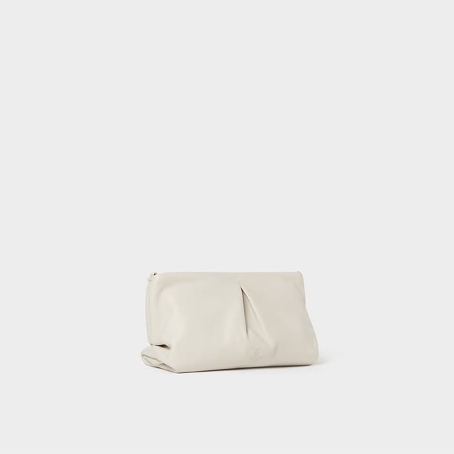 OSPREY LONDON OSPREY LONDON Women's The Luxe Pleat Carina Leather Shrug Clutch Bag in Light Stone - 2