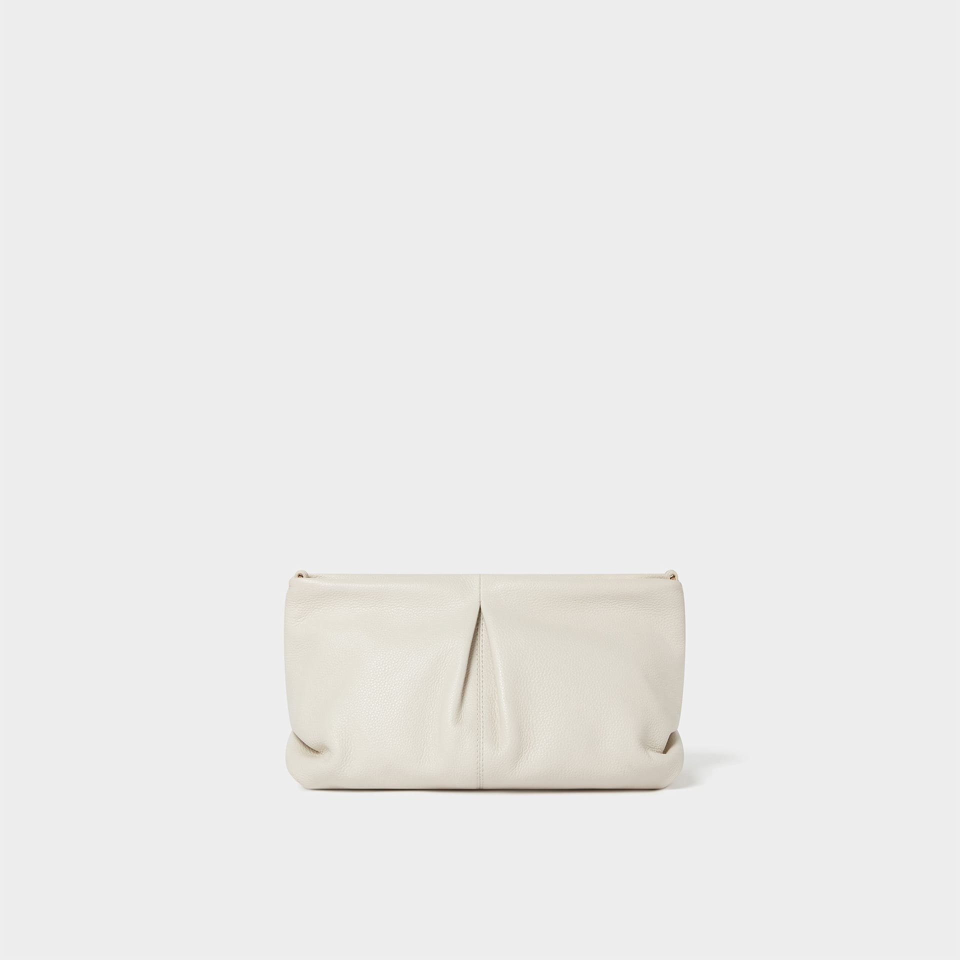 OSPREY LONDON OSPREY LONDON Women's The Luxe Pleat Carina Leather Shrug Clutch Bag in Light Stone - 4