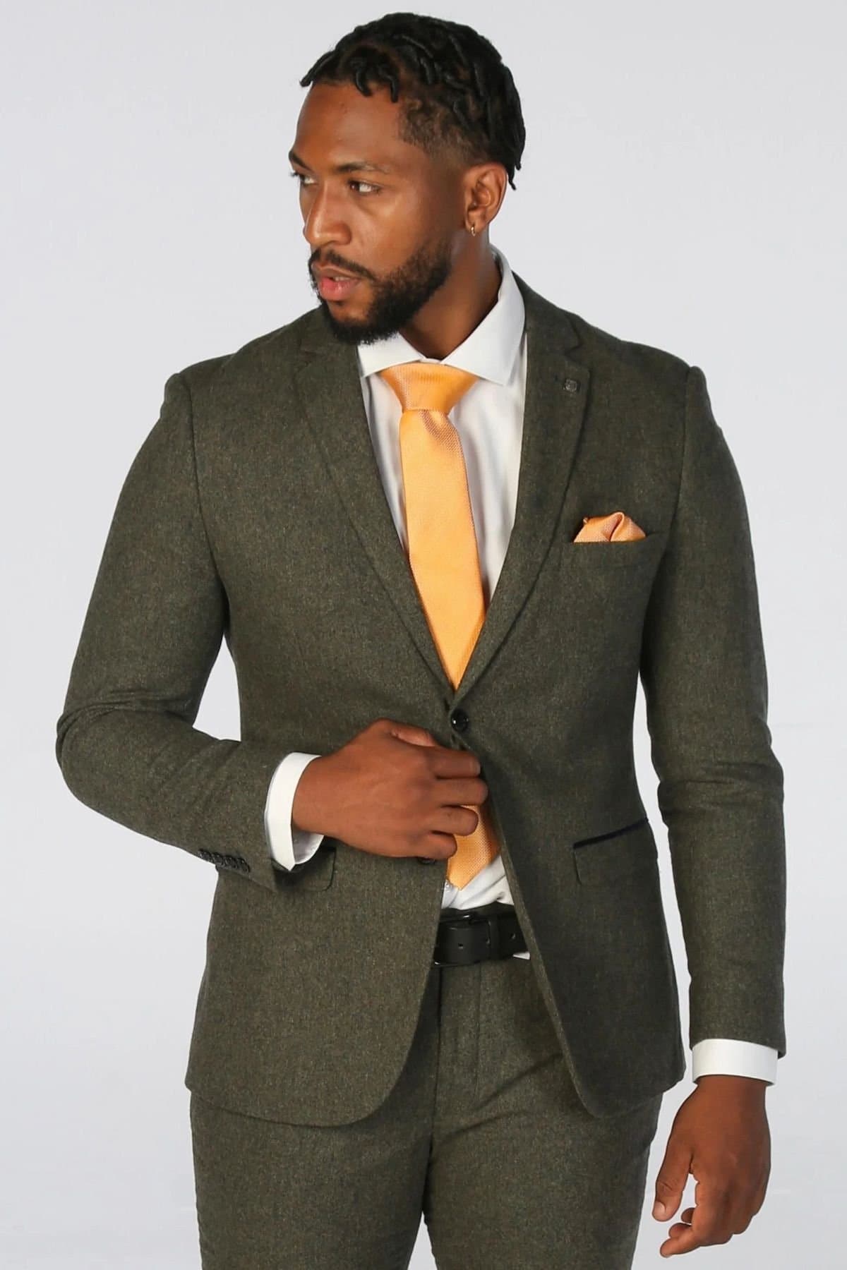 Paul Andrew Paul Andrew Men's Blazer Wool Blend Tweed Sport Coat Tailored Fit in Olive