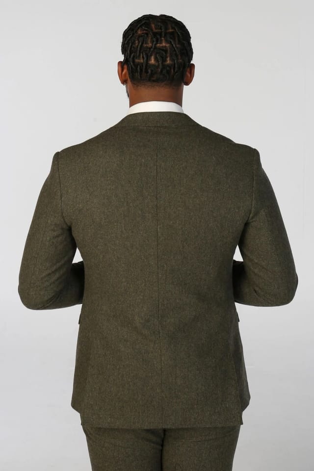Paul Andrew Paul Andrew Men's Blazer Wool Blend Tweed Sport Coat Tailored Fit in Olive - 3