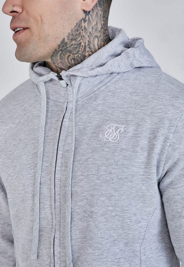 SikSilk SikSilk Men's Essentials Full Zip Hoodie in Grey - 2