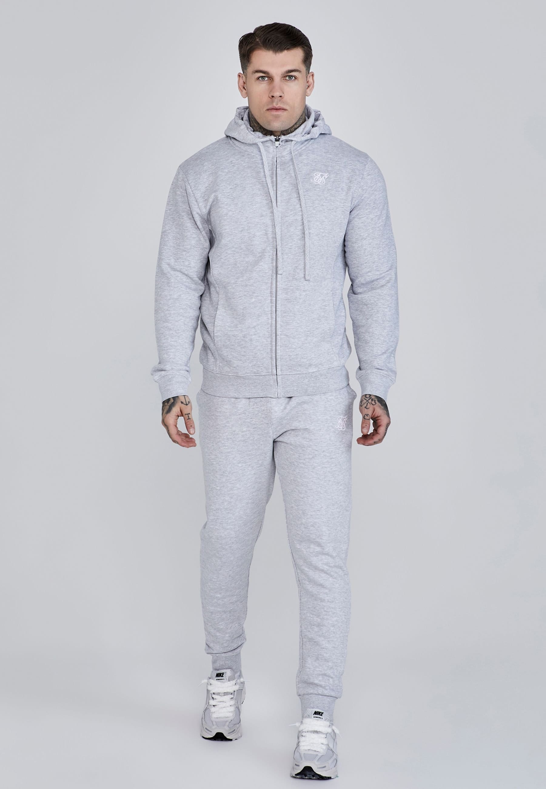 SikSilk SikSilk Men's Essentials Full Zip Hoodie in Grey - 4