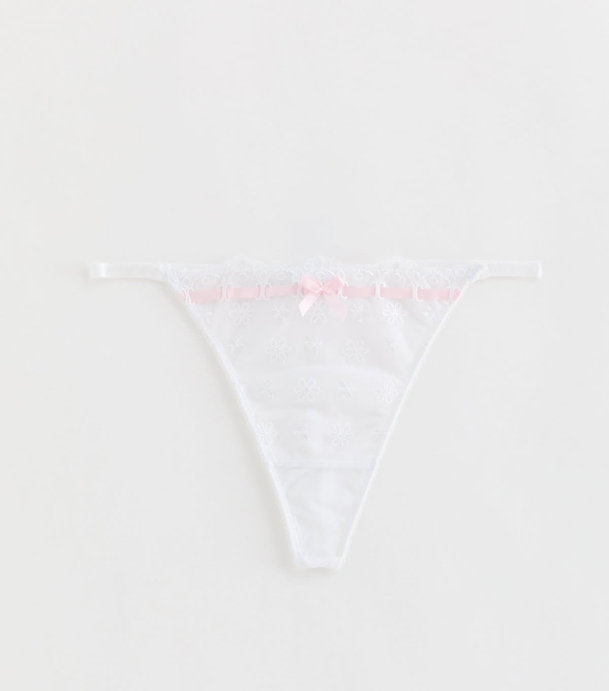New Look Women's White Ribbon Slot Embroidered Thong New Look