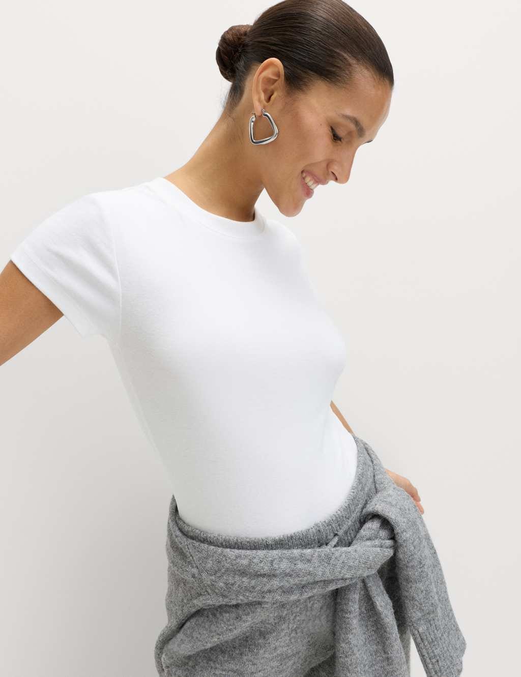 M&S Cotton Rich Premium T-Shirt Soft White