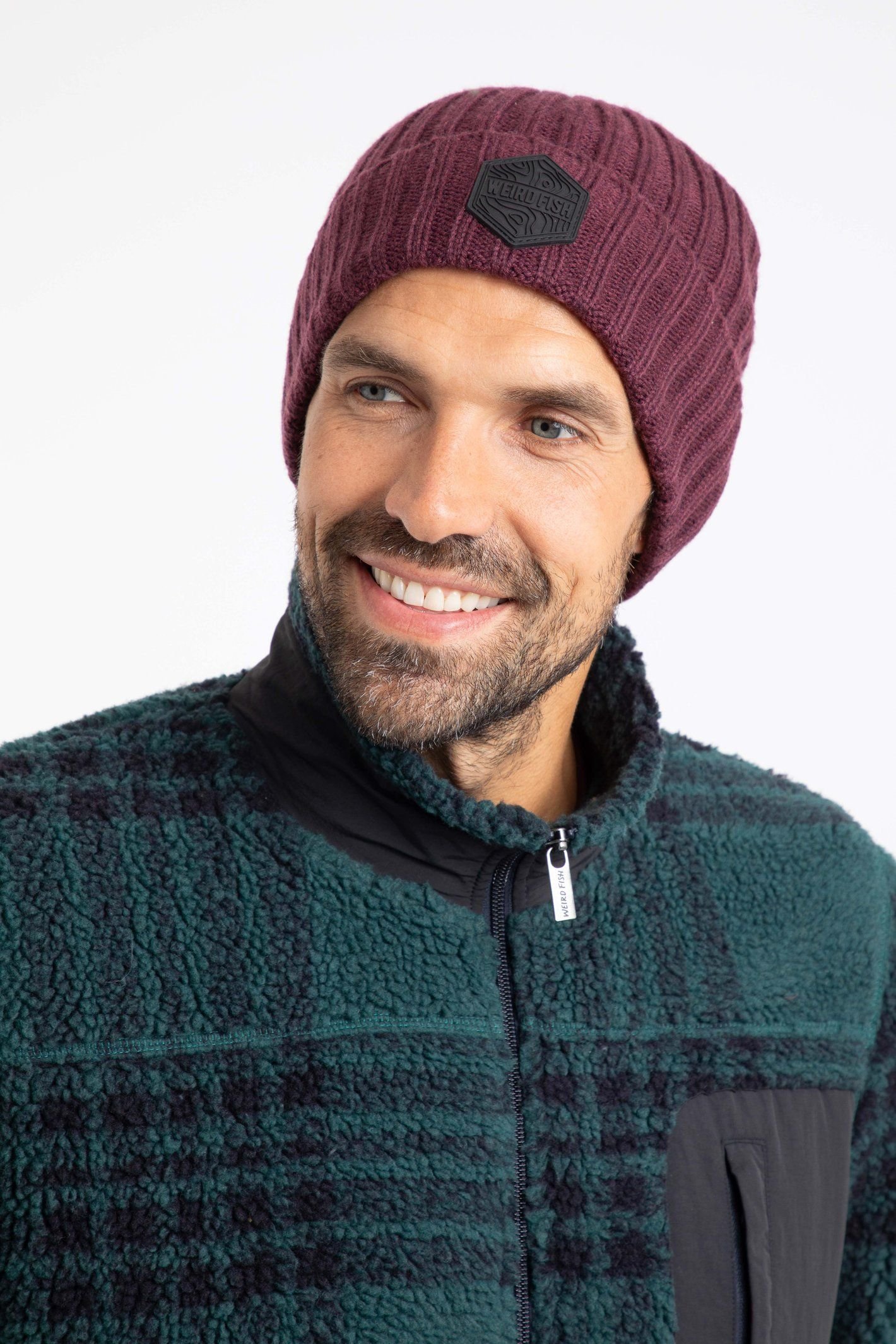 Weird Fish Weird Fish Men's Monreith Beanie in Aubergine - 1