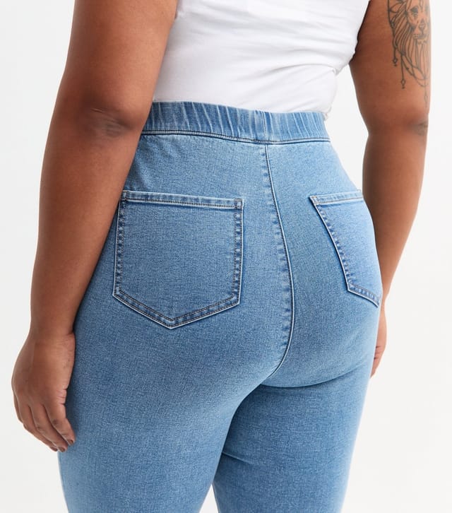 New Look Women's Plus Size Blue Denim Capri Trousers Curves New Look - 2