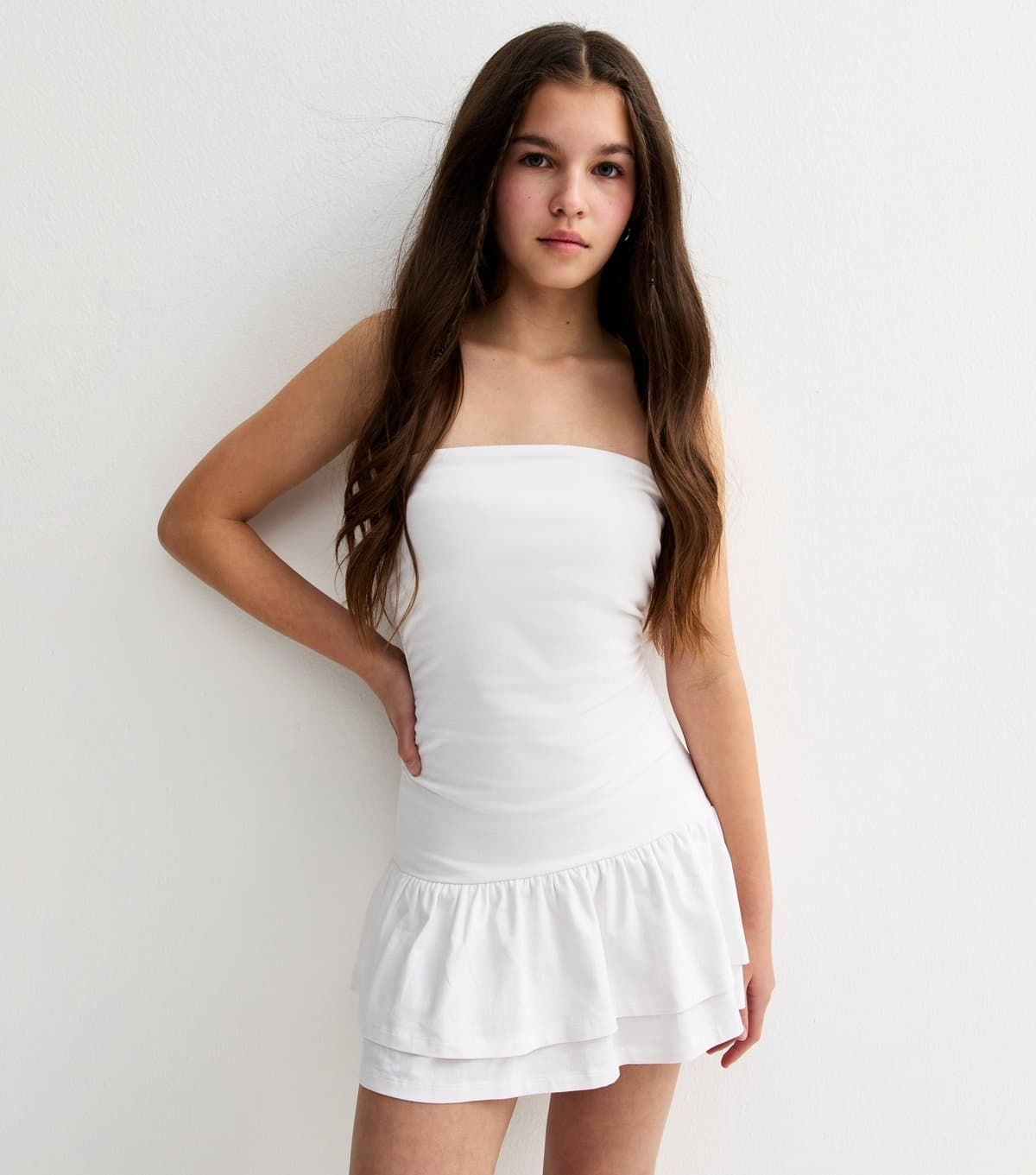 New Look Girls' White Red Rara Bandeau Dress New Look