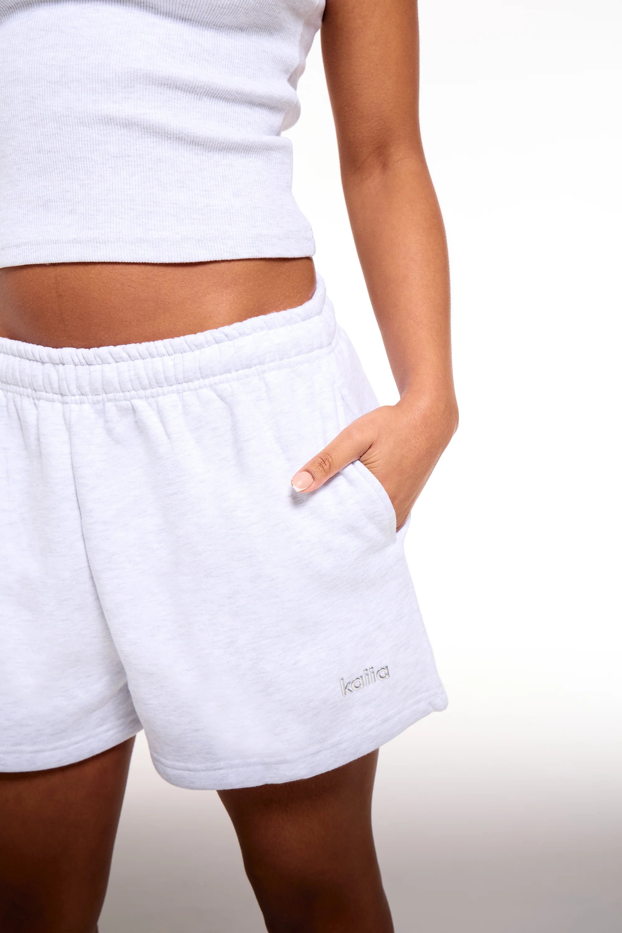 Kaiia Kaiia Chrome Logo Mini Shorts Grey Melange - 2