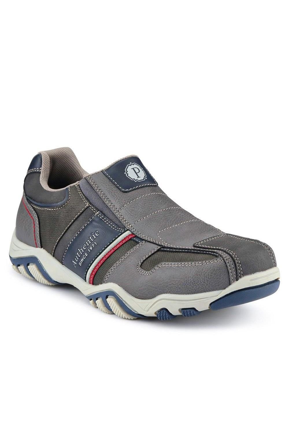 Pavers Pavers Men's Wide Fit Slip-On Trainers in Grey - 1
