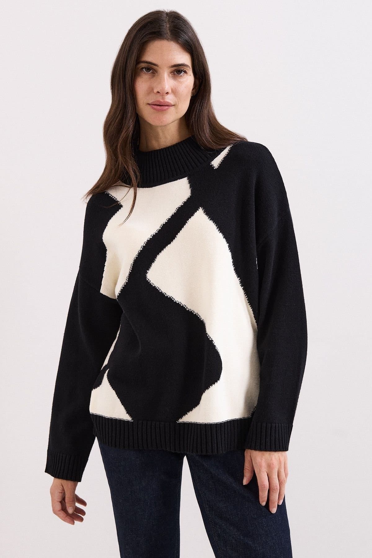 Phase Eight Phase Eight Black Ribbed Jumper with High Neck