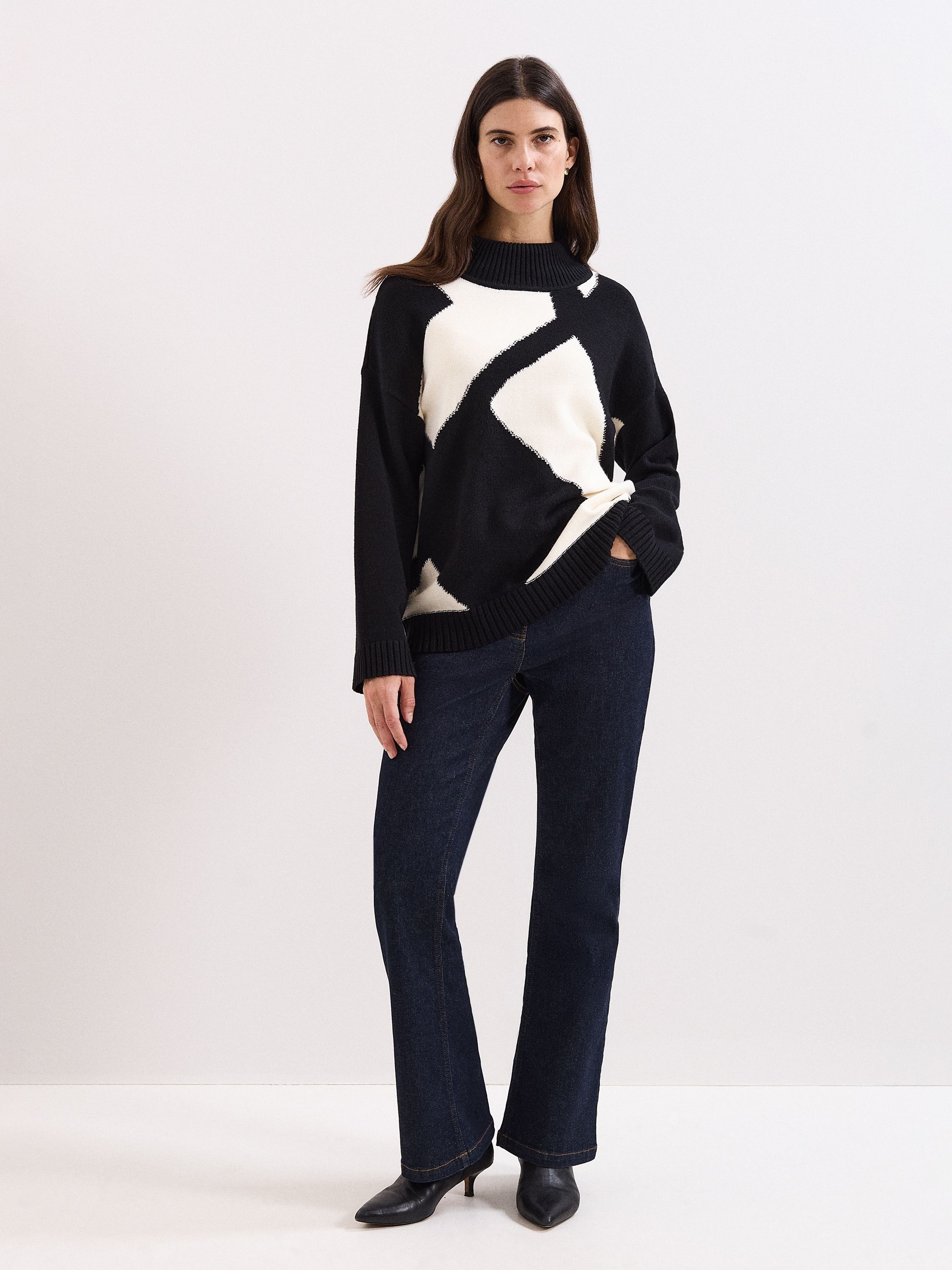 Phase Eight Phase Eight Women's Larna Ribbed Details High-Neck Jumper in Black - 2