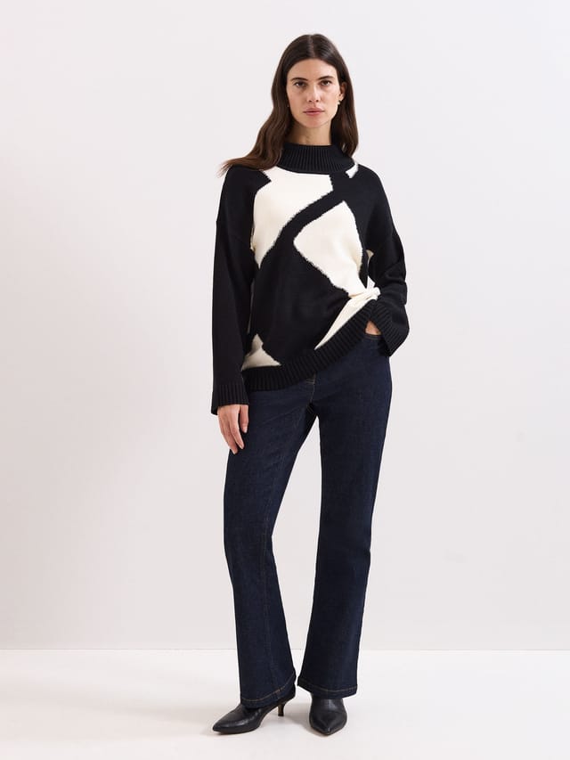 Phase Eight Phase Eight Women's Larna Ribbed Details High-Neck Jumper in Black - 2