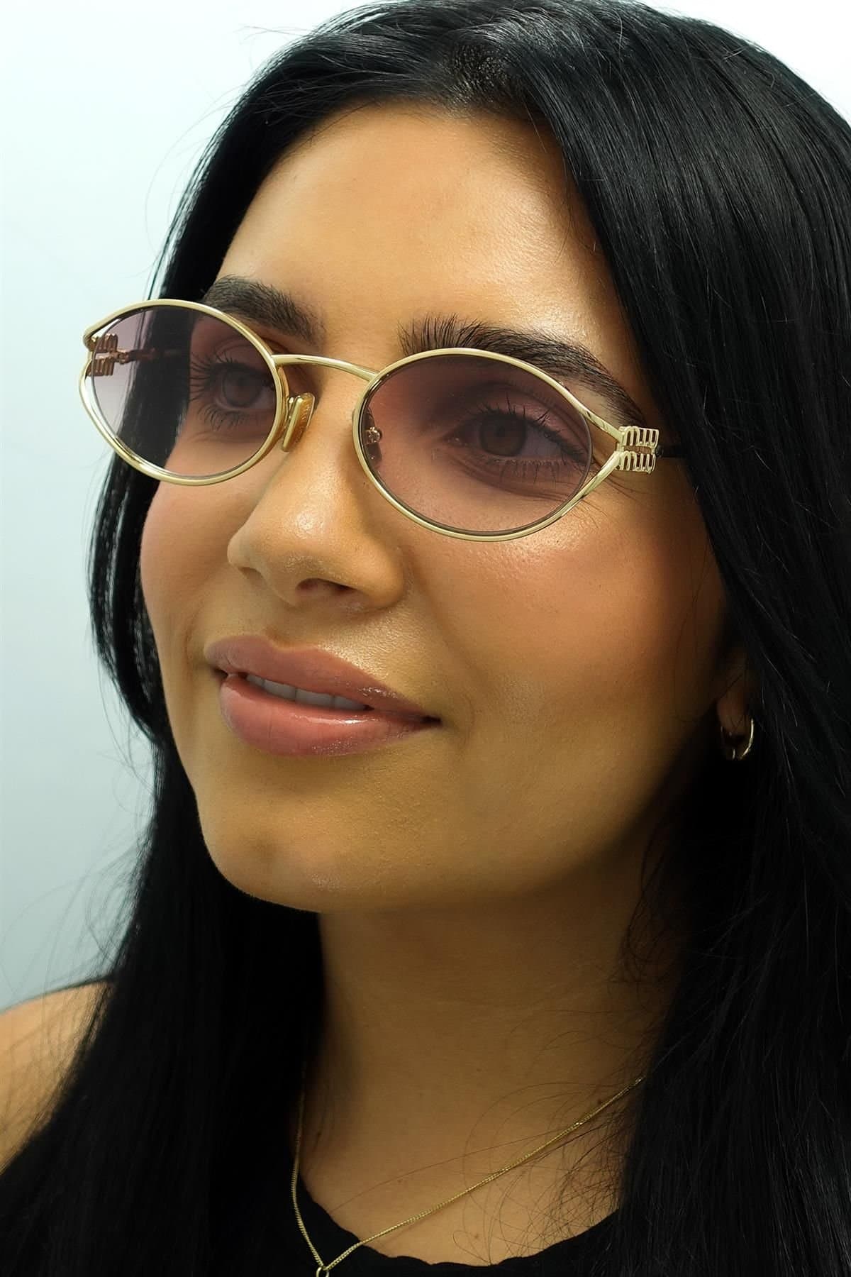 Miu Miu Miu Miu Women's Oval Gold Brown Gradient Violet MU52YS