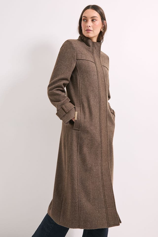 Wallis Wallis Women's Principles by Funnel Neck Coat in Taupe - 2
