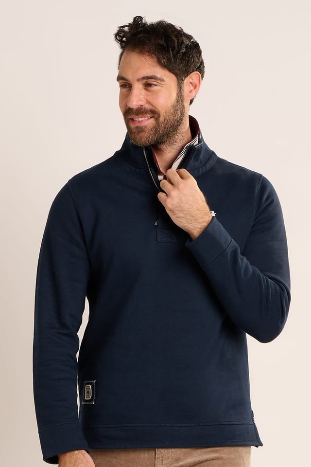 Brakeburn Brakeburn Men's SAMWILL QUARTER ZIP SWEATSHIRT in Navy - 2