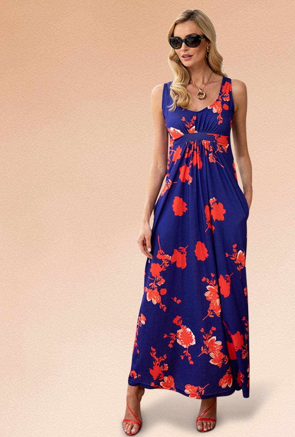 Hot Squash Hot Squash Women's Empire Waist Maxi Dress in Dark Blue - 2