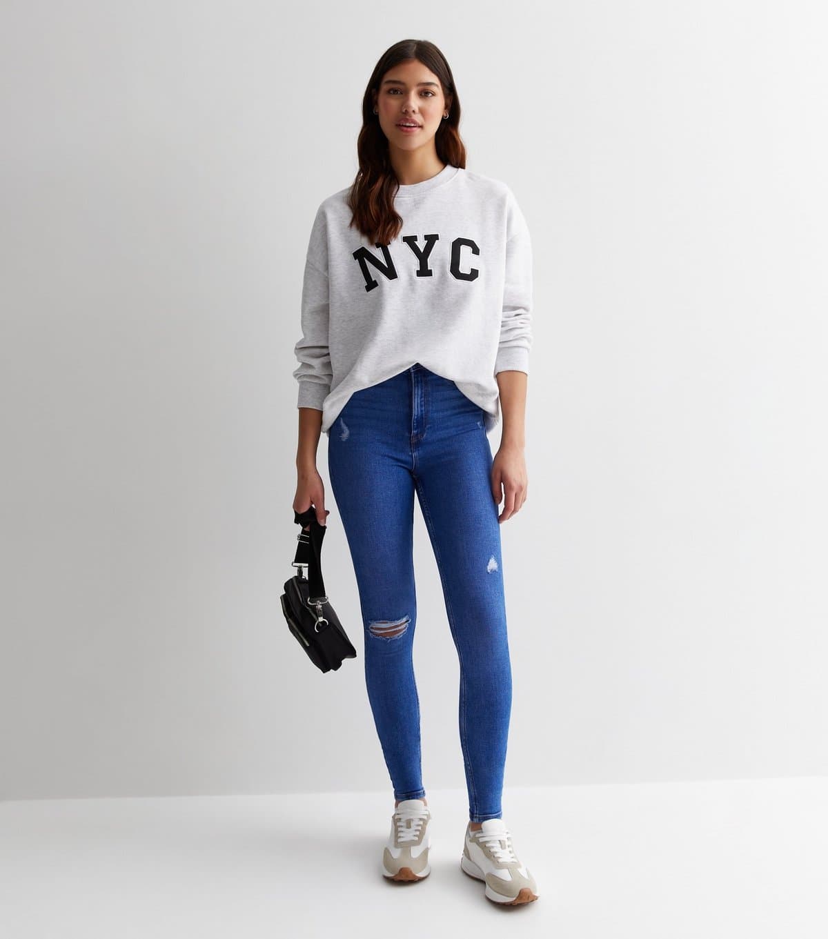 New Look Women's Tall Blue Ripped Knee Hallie Super Skinny Jeans New Look