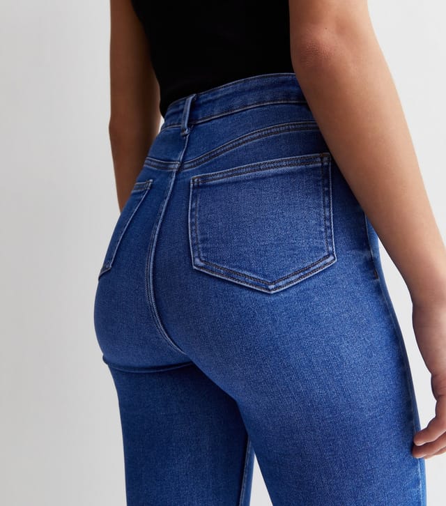 New Look Women's Tall Blue Ripped Knee Hallie Super Skinny Jeans New Look - 2
