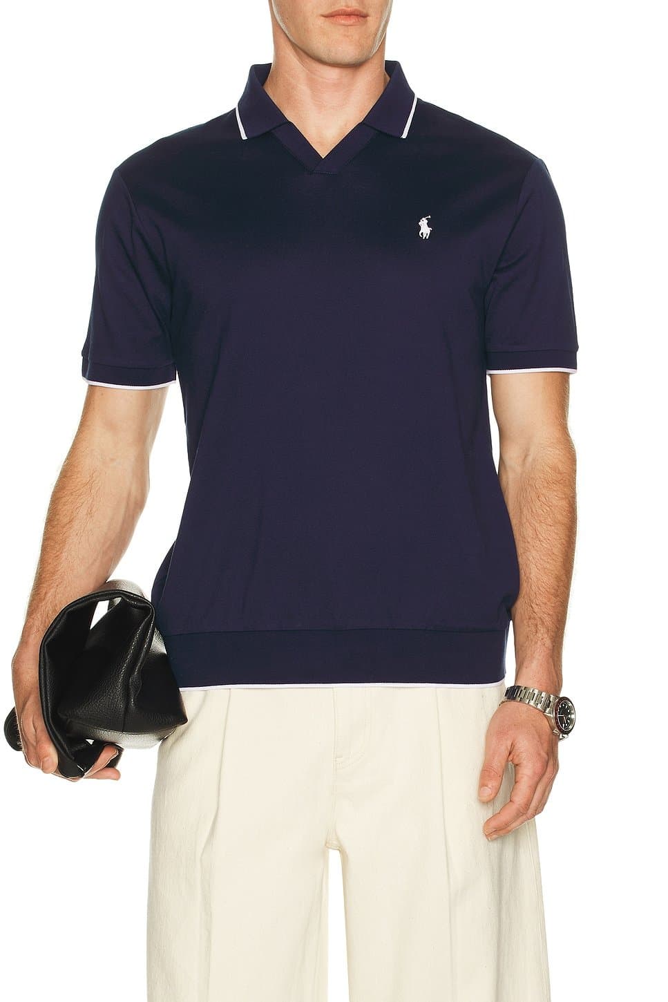 revolve Polo Ralph Lauren Navy Jacquard Pique Polo Shirt