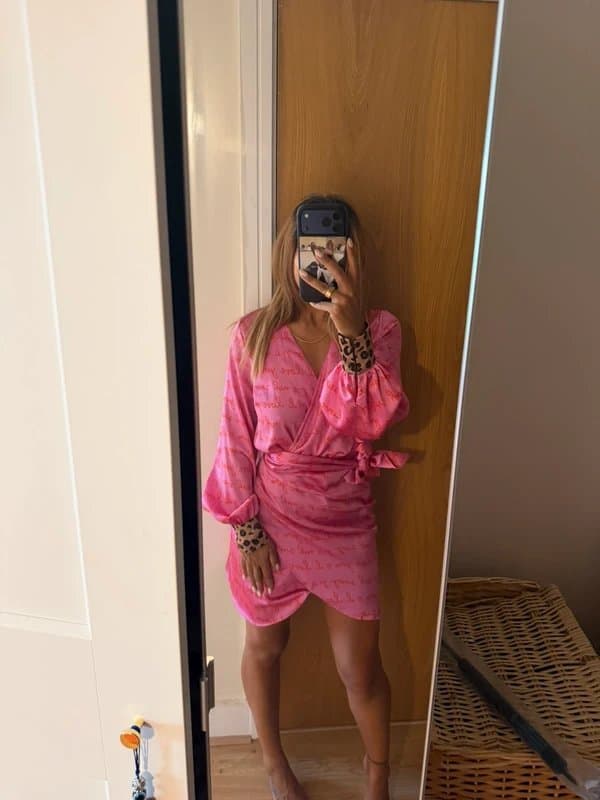 Never Fully Dressed Never Fully Dressed Pink Wrap Mini Dress – Size UK 6