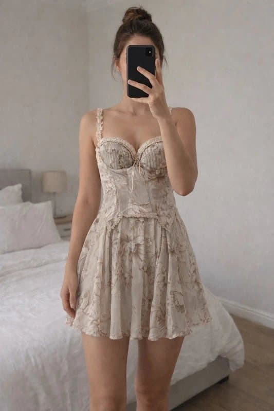 ASOS Asos Design frill detail satin corset mini dress/ UK:16