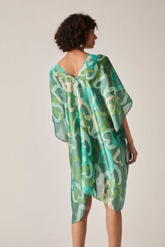 James Lakeland James Lakeland Women's Green Heart Print Kaftan - 2