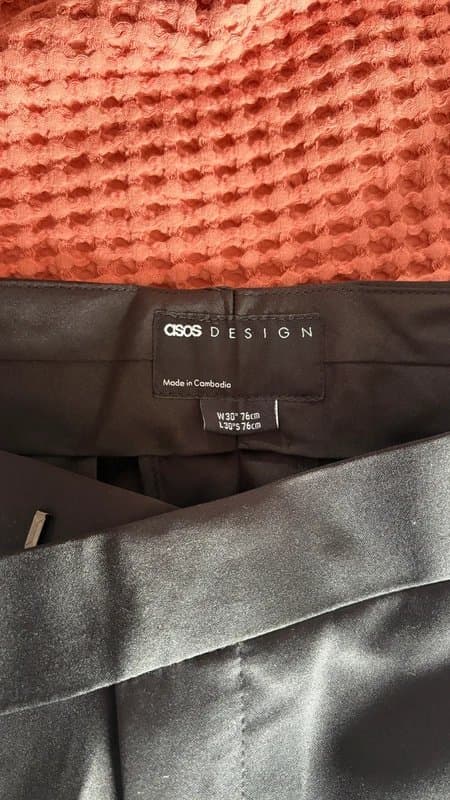 ASOS Design ASOS Design Tapered Black High Shine Smart Trousers W30 L30
