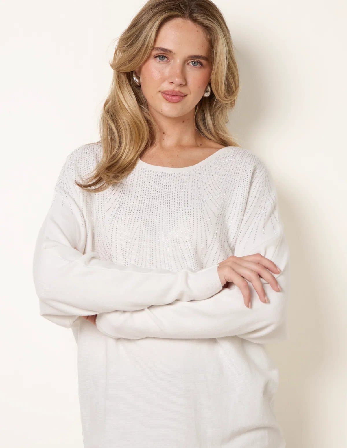 Blue Vanilla Diamante Embellished Batwing Jumper