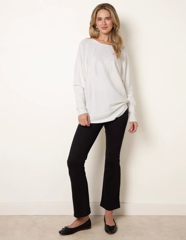 Blue Vanilla Diamante Embellished Batwing Jumper - 3