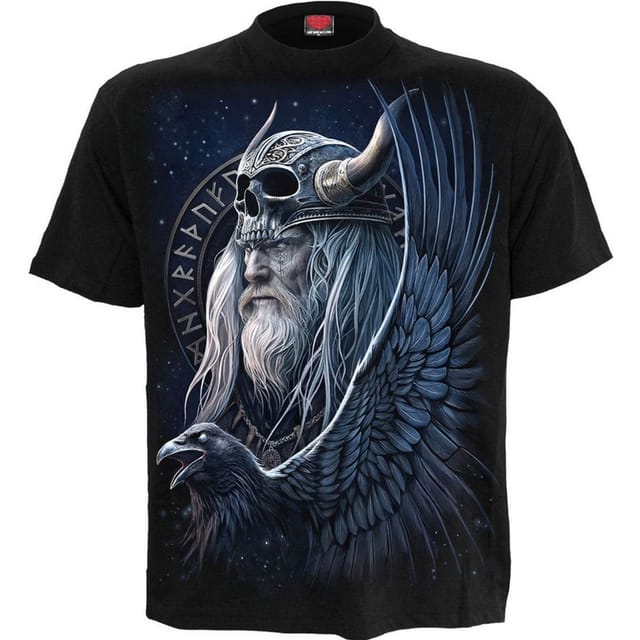 Spiral Direct Spiral Direct Men's Odin´s Warrior Back Print T-Shirt in Black - 2