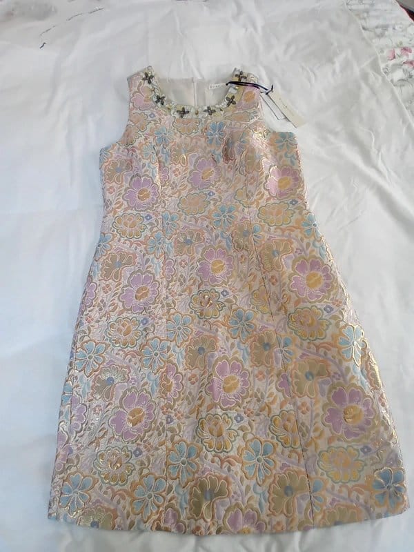 Uttam Boutique Gold Floral Embellished Dress